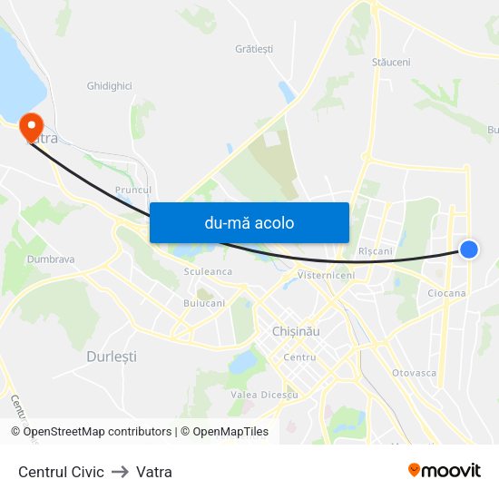 Harta de Centrul Civic către Vatra